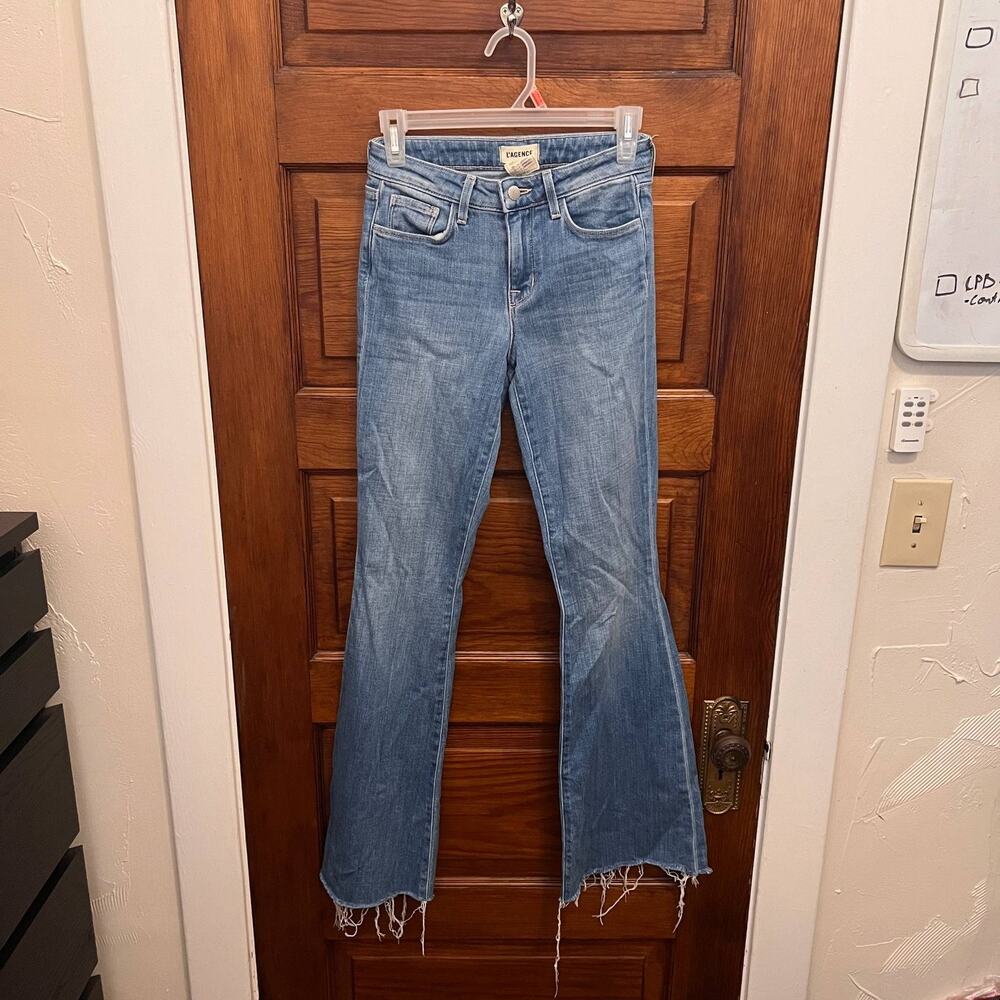 L'AGENCE Bell High Rise Flare Jeans Size 24 Bal Harbour Denim Pants Womens